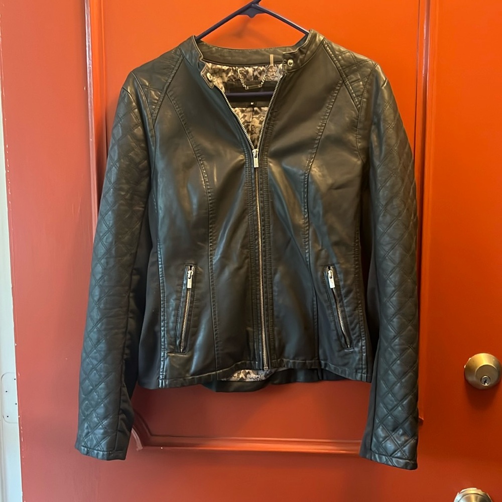Black Rivet Faux Leather Jacket size Medium